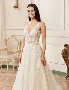Illusion A-Line Scoop Neckline Lace Bridal Gown