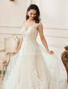 Illusion A-Line Scoop Neckline Lace Bridal Gown