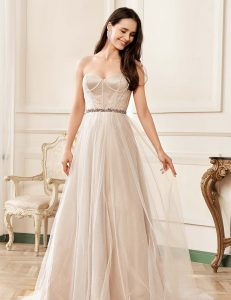Shimmer Champagne Sweetheart Corset Sparkle Tulle Bridal Gown