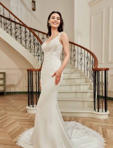 Stunning Illusion Lace Bateau Neckline With Cap Sleeve Wedding Gown