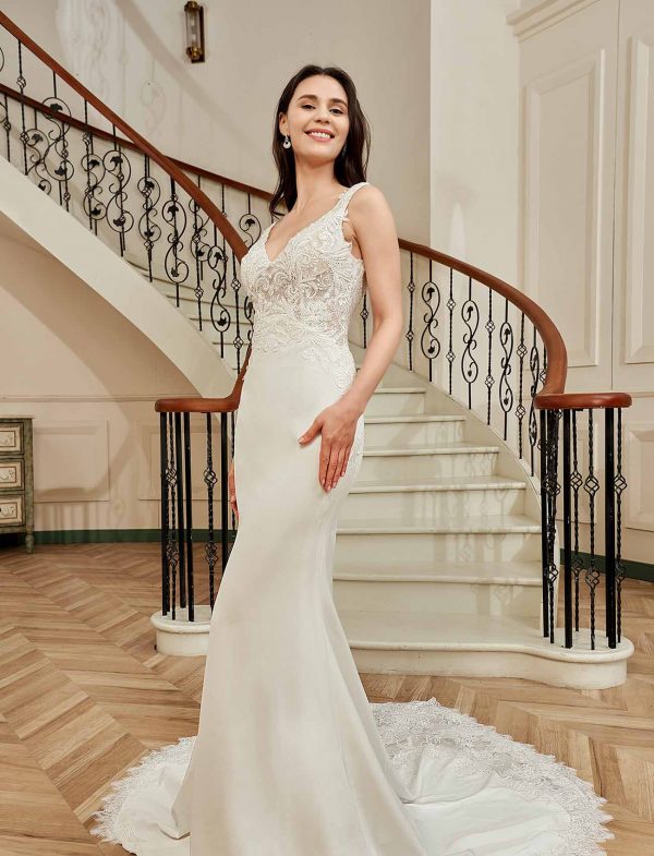 Stunning Illusion Lace Bateau Neckline With Cap Sleeve Wedding Gown