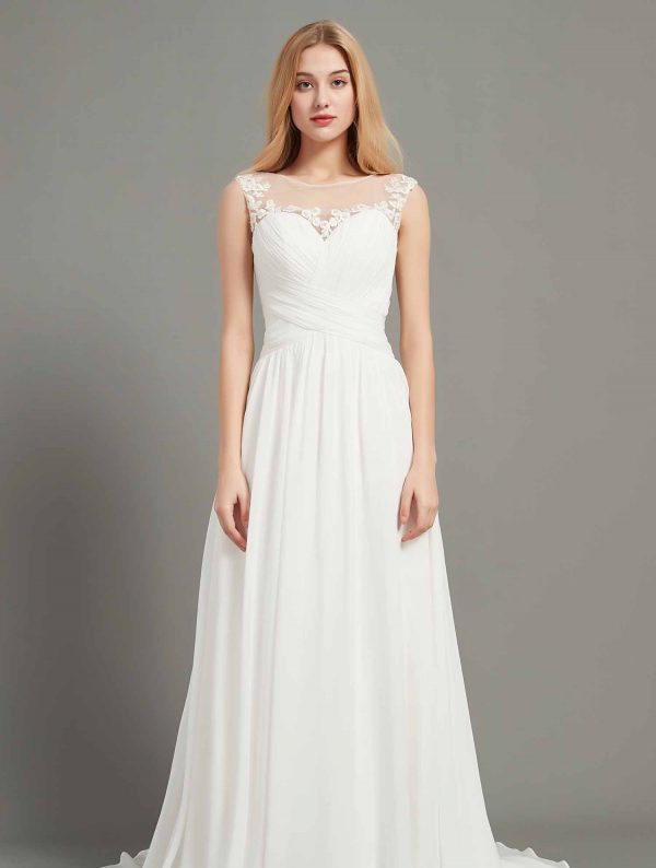 Illusion Bateau Neck A-Line Wedding Dress