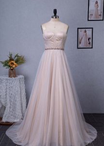 Shimmer Champagne Sweetheart Corset Sparkle Tulle Bridal Gown