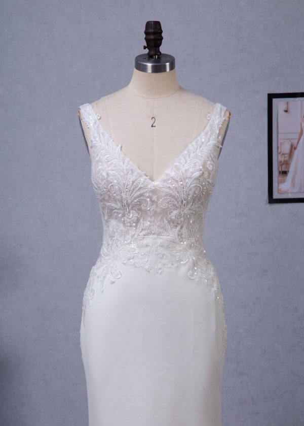 Stunning Illusion Lace Bateau Neckline With Cap Sleeve Wedding Gown