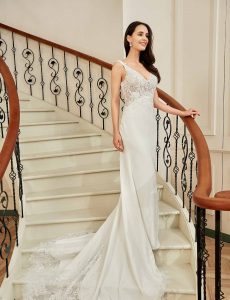 Stunning Illusion Lace Bateau Neckline With Cap Sleeve Wedding Gown