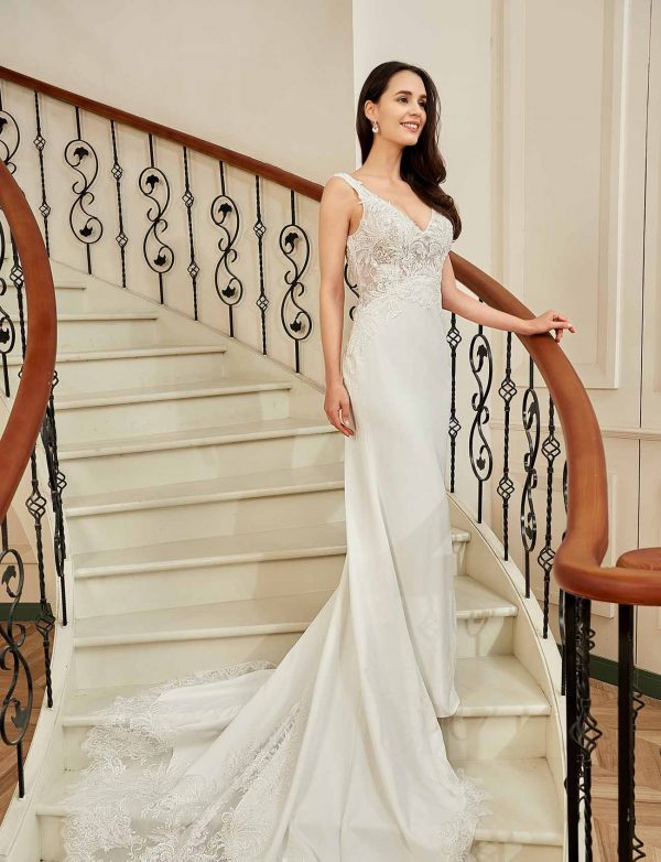 Stunning Illusion Lace Bateau Neckline With Cap Sleeve Wedding Gown