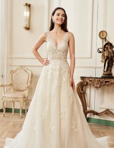 Illusion A-Line Scoop Neckline Lace Bridal Gown