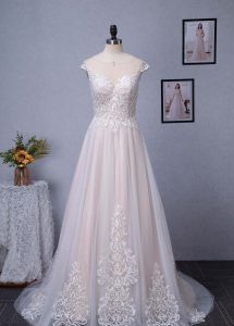 Illusion A-Line Scoop Neckline Lace Bridal Gown