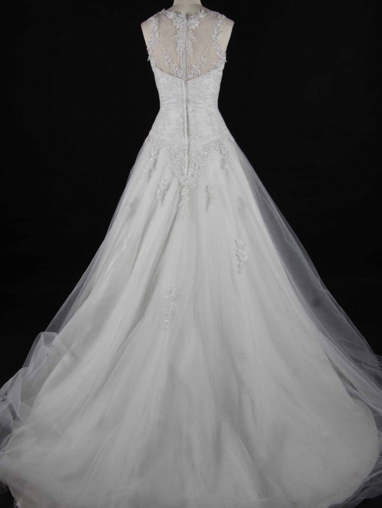 Elegant A-Line Sheer Back Bridal Gown
