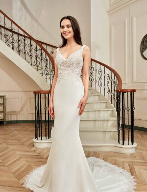 Stunning Illusion Lace Bateau Neckline With Cap Sleeve Wedding Gown