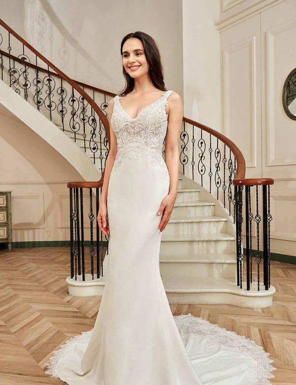 Stunning Illusion Lace Bateau Neckline With Cap Sleeve Wedding Gown
