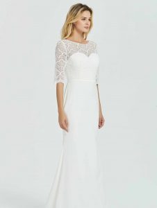 Creap Long Sleeve Modest Lace Sheath Wedding Dress Watford