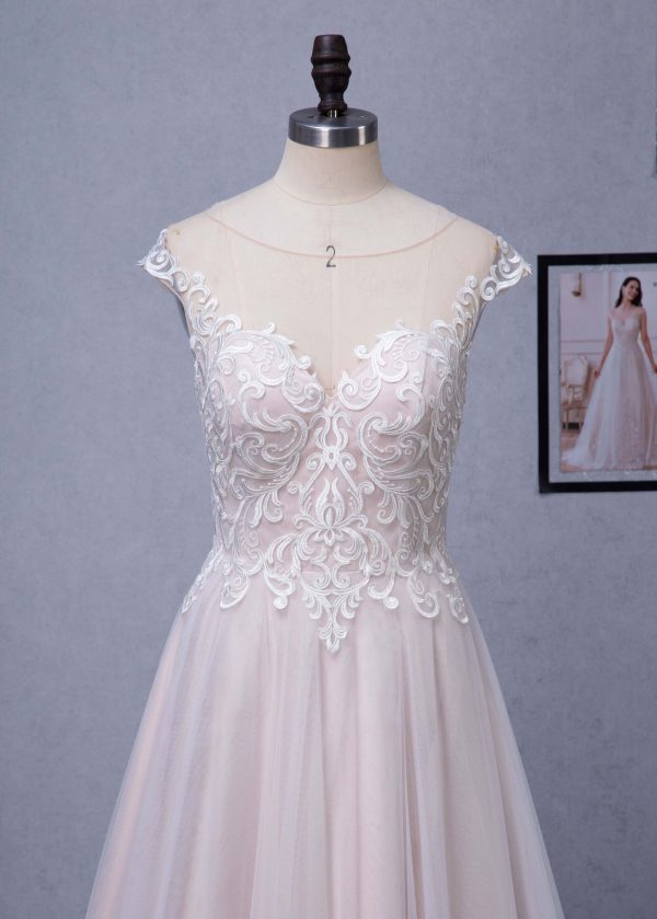 Illusion A-Line Scoop Neckline Lace Bridal Gown