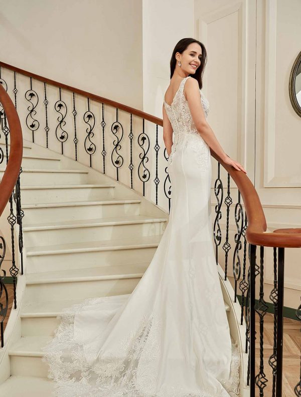 Stunning Illusion Lace Bateau Neckline With Cap Sleeve Wedding Gown