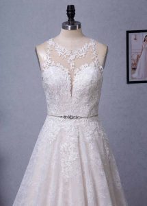 Illusion Halter Neckline Lace Tulle Bridal Gown