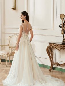 Illusion A-Line Scoop Neckline Lace Bridal Gown