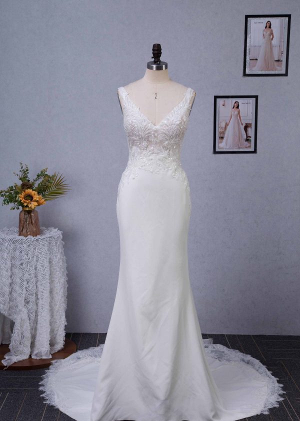 Stunning Illusion Lace Bateau Neckline With Cap Sleeve Wedding Gown
